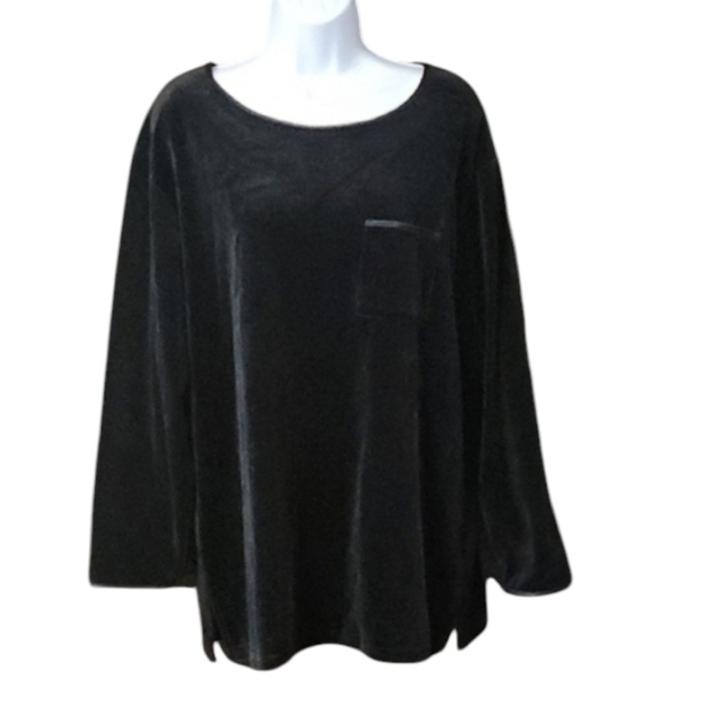 Talbots Black Velvet Scoop Neck Top